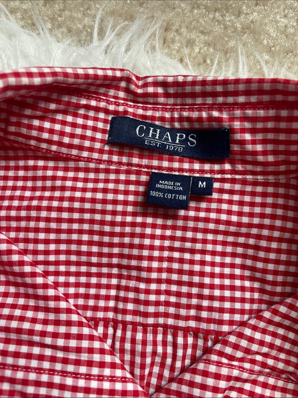 Chaps Red and White Gingham Button-Down Shirt - Picture 2 of 6